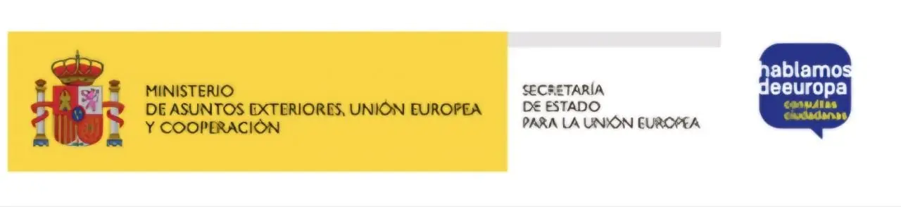Logotipos del Ministerio de Asuntos Exteriores, Unión Europea y Cooperación, la Secretaría de Estado para la Unión Europea y Hablamos de Europa
